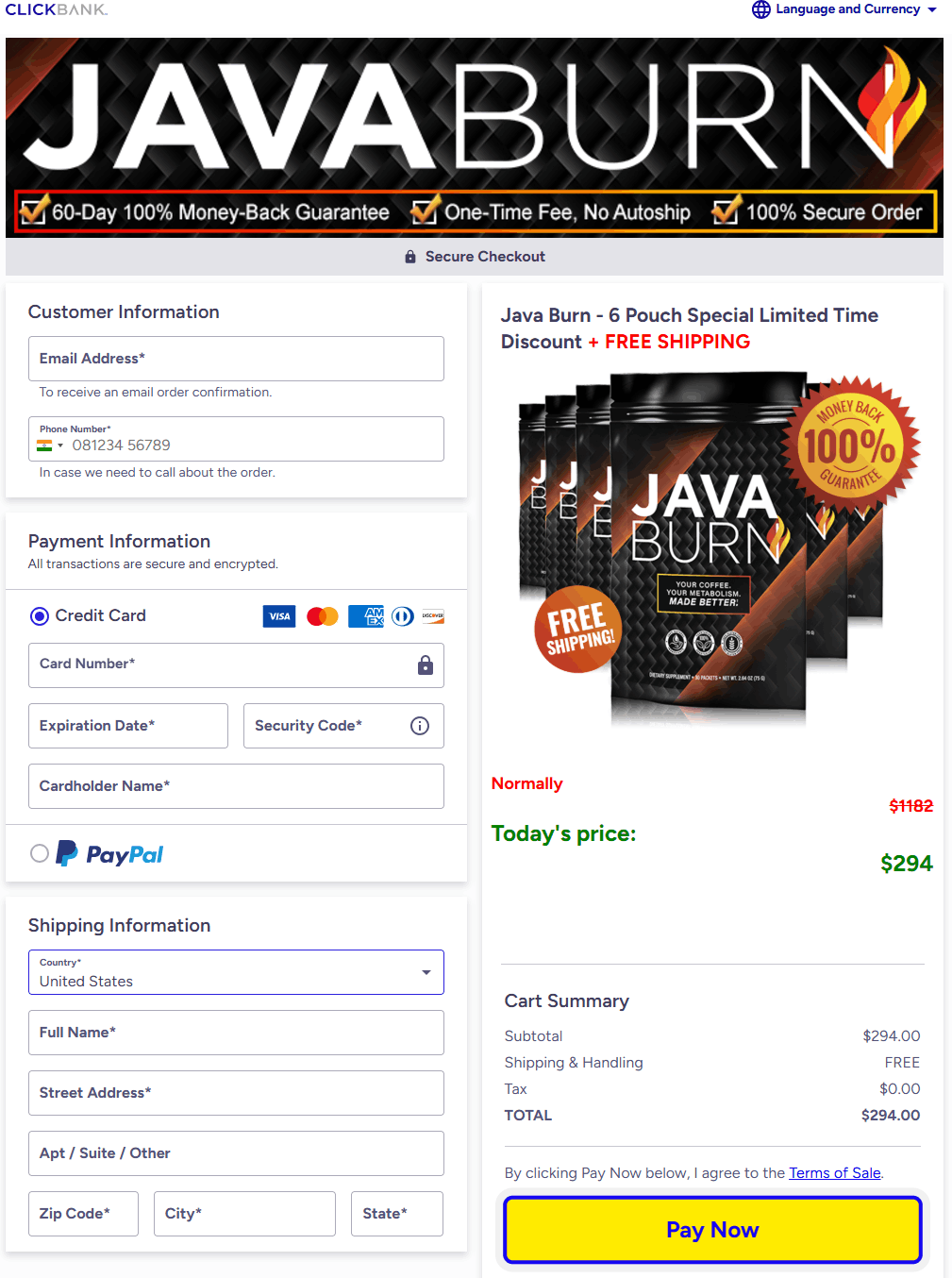 Java Burn order_page